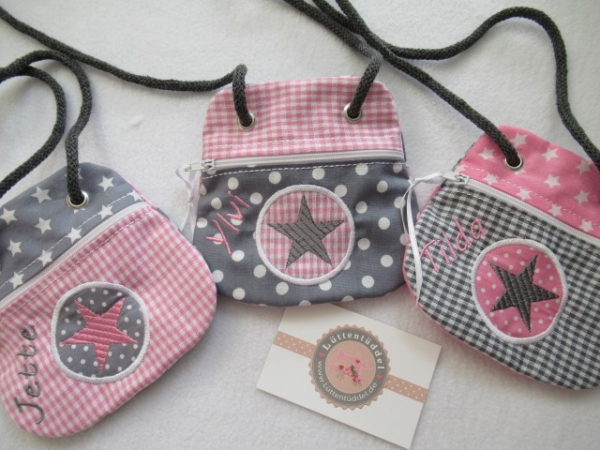 ★ Brustbeutel Stern Name ★ Kita Schule Viele Farben und Muster von Lüttentüddel