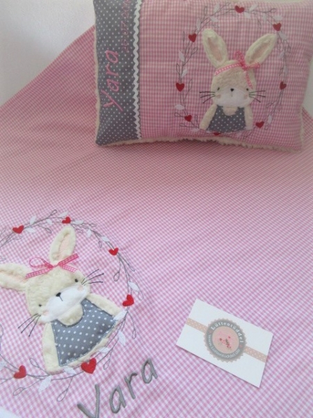 ★ 35x23 cm Kissen Geburt Hase  Mädchen Name ★ von Lüttentüddel