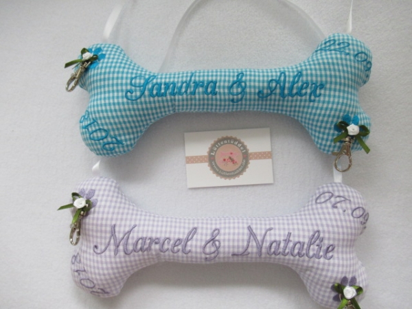 ♥ Zauberhaftes Ringkissen Knochen Wunschname Stickerei Hochzeit Standesamt  Hochzeitsknochen Just Married von LüttentüddelI®
