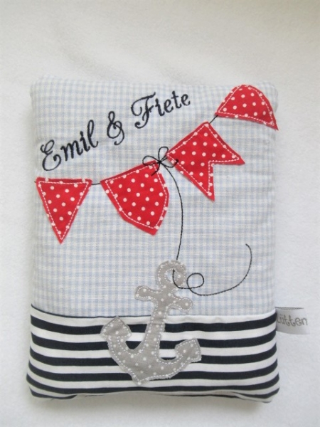 ♥ AHOI Anker Körnerkissen Wärmekissen Dinkel Wunschfarbe Wunschname