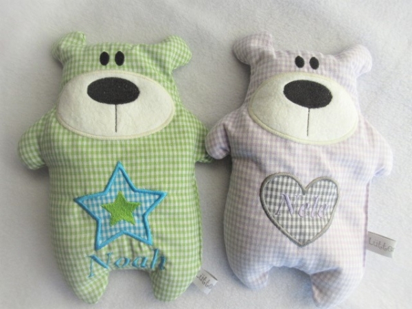 ♥ Knuddel Bär mit Stern Applikation Körnerkissen Wärmekissen Dinkel Wunschname