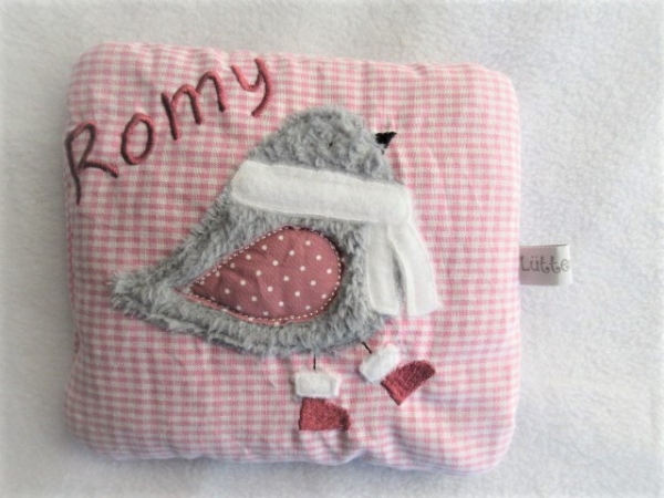 ♥ Spatz Körnerkissen Wärmekissen Dinkel Wunschfarbe Name von Lüttentüddel