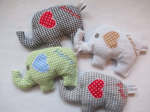 ♥ Baby Elefant  Wunschname Körnerkissen Wärmekissen Dinkel von Lüttentüddel