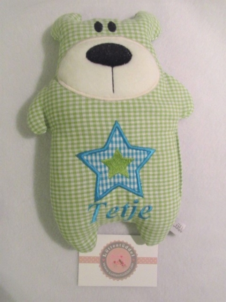 ♥ Knuddel Bär mit Stern Applikation Körnerkissen Wärmekissen Dinkel Wunschname