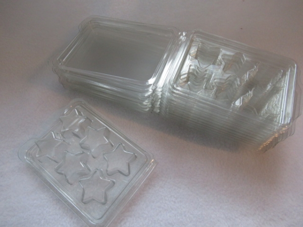 10 Stück Sterne Clamshell Wachs Box mit 6-er Aufteilung Kerzen gießen Sojawachs Verpackung Lüttentüddel