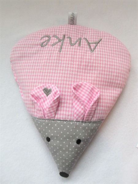 ♥ zauberhafte Maus Körnerkissen Wärmekissen Dinkel Wunschfarbe Name von Lüttentüddel