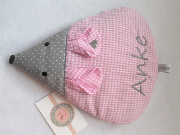 ♥ zauberhafte Maus Körnerkissen Wärmekissen Dinkel Wunschfarbe Name von Lüttentüddel