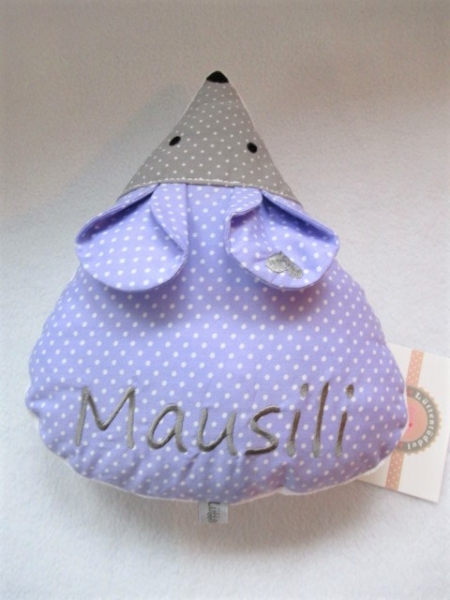 Zauberhafte Maus kleines Schmusekissen ca. 28x22 Name Taufe Geburt Geschenk Einschulung Reisekissen von Lüttentüddel