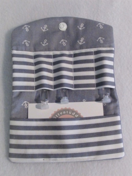 ♥ Anker Streifen Grau Globuli Täschchen, Notfall Täschchen Tampon Pillentäschchen ♥ © Lüttentüddel