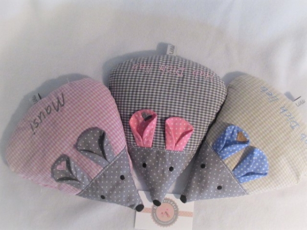 ♥ zauberhafte Maus Körnerkissen Wärmekissen Dinkel Wunschfarbe Name von Lüttentüddel