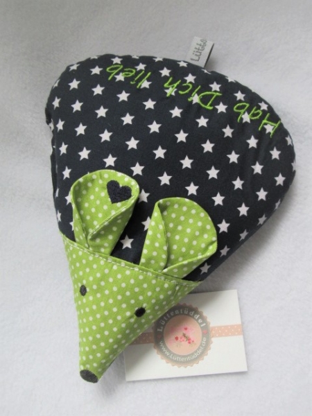 ♥ zauberhafte Sterne Punkte Maus Körnerkissen Wärmekissen Dinkel Wunschfarbe Name von Lüttentüddel