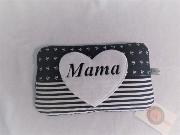 ★♥ Großes Körnerkissen Wärmekissen Anker Herz Dinkel Lavendel Streifen Wunschname ★ von Lüttentüddel