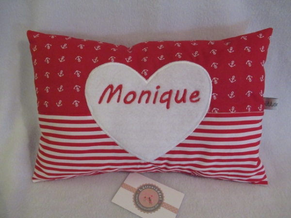 ★ 35x23 cm Kissen Geburt Taufe Geschenk Anker Streifen Herz Name ★ von Lüttentüddel