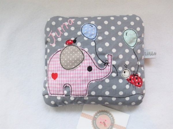 ♥ Körnerkissen Wunschname Wärmekissen Dinkel Lavendel Elefant von Lüttentüddel