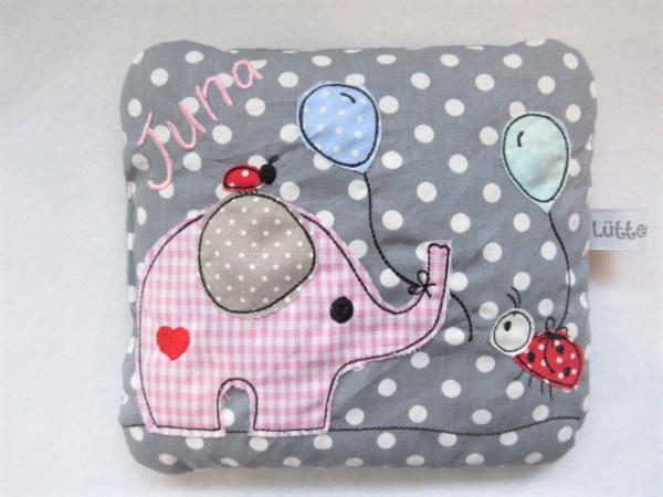 ♥ Körnerkissen Wunschname Wärmekissen Dinkel Lavendel Elefant von Lüttentüddel