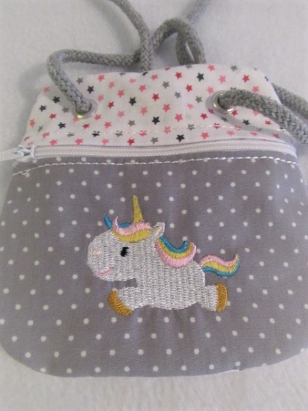 ★ Brustbeutel Einhorn Name ★ kleine Tasche Einschulung Kita Schule Badeanstalt Bus von Lüttentüddel