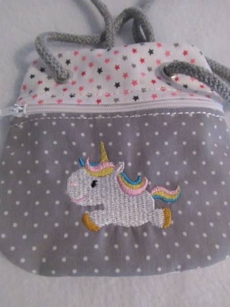 ★ Brustbeutel Einhorn Name ★ kleine Tasche Einschulung Kita Schule Badeanstalt Bus von Lüttentüddel