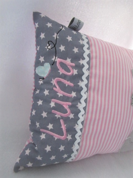 ★ ca. 35x25 cm Kissen Fuchs Wunschname Geburt Taufe Einschulung Reisekissen  ★ von Lüttentüddel