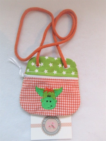 ★ Brustbeutel Drache Wunschname ★ Einschulung Badeanstalt Kita Schule Viele Farben und Muster von Lüttentüddel