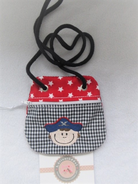 ★ Brustbeutel Pirat Wunschname ★ Einschulung Badeanstalt Kita Schule Viele Farben und Muster von Lüttentüddel