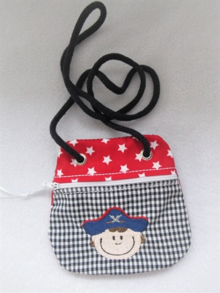 ★ Brustbeutel Pirat Wunschname ★ Einschulung Badeanstalt Kita Schule Viele Farben und Muster von Lüttentüddel