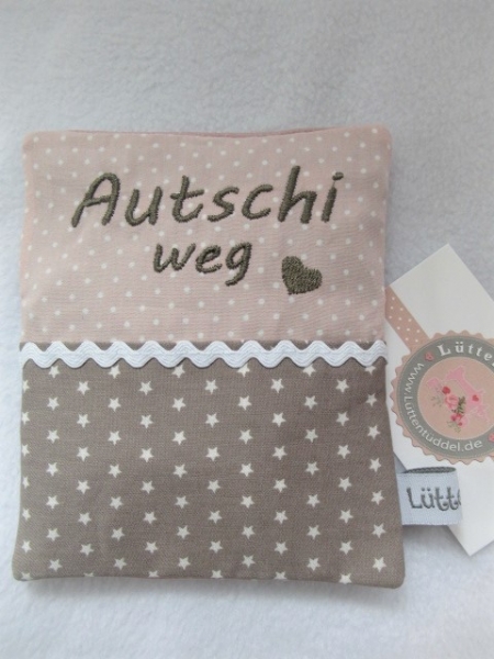 ♥ Sterne Punkte altros/taupe Beulentröster inkl. Kühlpad Wunschname Geburt Taufe Einschulung  ★ von Lüttentüddel®