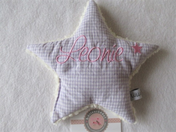 Stern Körnerkissen Wärmekissen Dinkel Wunschfarbe Name von Lüttentüddel