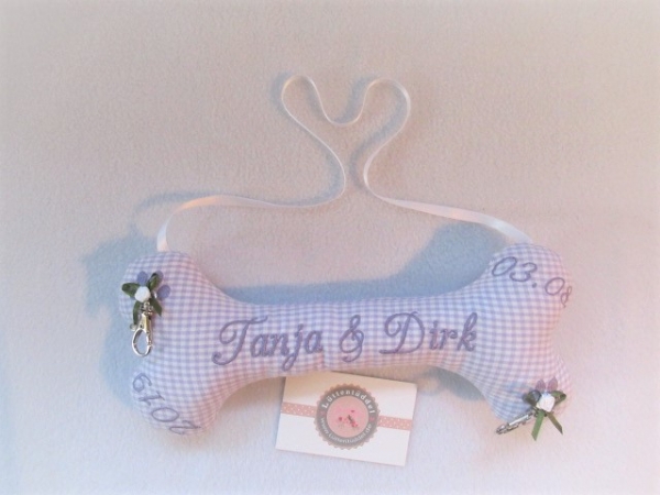 ♥ Ringkissen Knochen Wunschname Stickerei Hochzeit Hochzeitsknochen Just Married I Do Lüttentüddel®