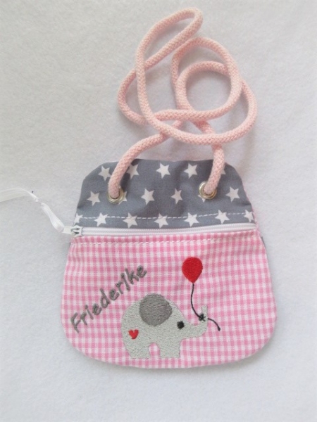 ★ Brustbeutel Elefant Wunschname ★ Einschulung Badeanstalt Kita Schule Viele Farben und Muster von Lüttentüddel