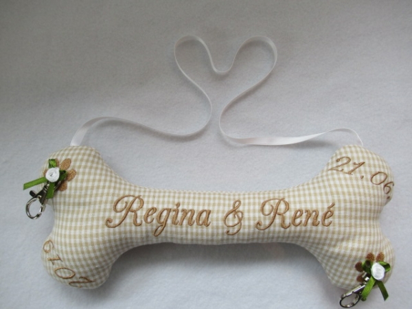 ♥ Ringkissen Knochen Wunschname Stickerei Hochzeit Hochzeitsknochen Just Married I Do Lüttentüddel®