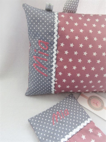 ★ 35x23 cm Kissen to Go Geburt Sterne Punkte Wunschname Pinkelparty ★ von Lüttentüddel
