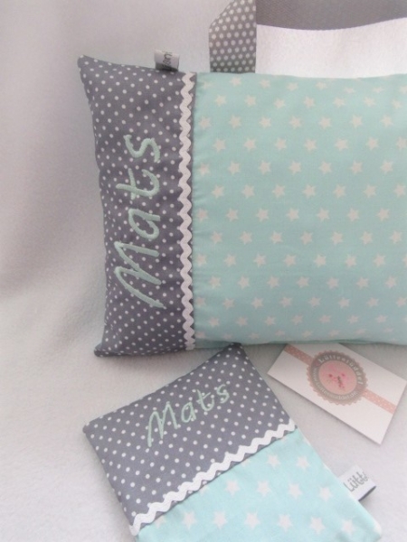 ★ 35x23 cm Kissen to Go Geburt Sterne Punkte Wunschname Pinkelparty ★ von Lüttentüddel