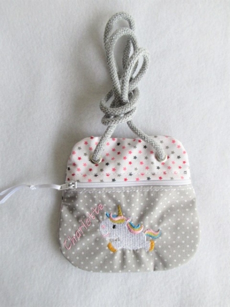 ★ Brustbeutel Einhorn Name ★ kleine Tasche Einschulung Kita Schule Badeanstalt Bus von Lüttentüddel