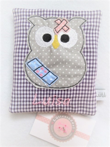 ♥ kleine Eule Beulentröster inkl. Kühlpad Wunschname Geburt Taufe Einschulung  KITA ★ von Lüttentüddel®