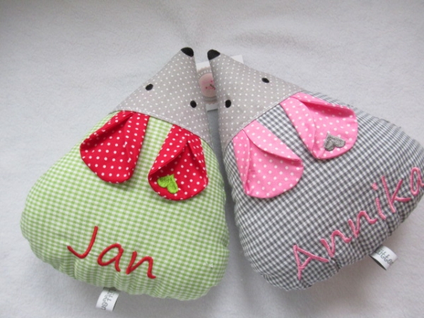 Zauberhafte Maus kleines Schmusekissen ca. 28x22 Name Taufe Geburt Geschenk Einschulung Reisekissen von Lüttentüddel