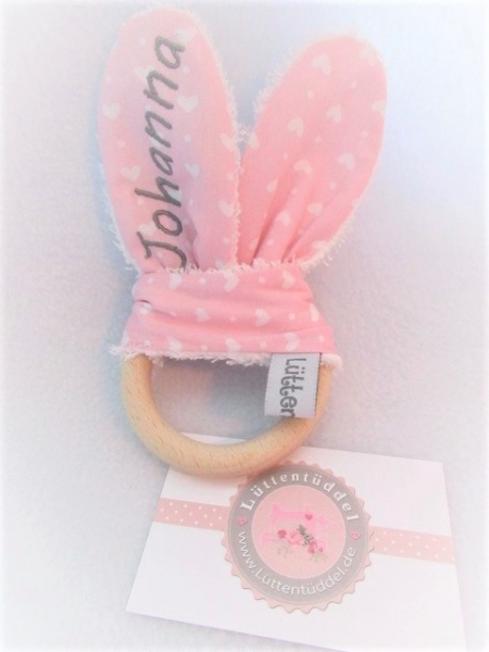 ★ 35x23 cm Kissen Geburt Hase Mädchen Name Herzen Einschulung Geburt Taufe ★ von Lüttentüddel