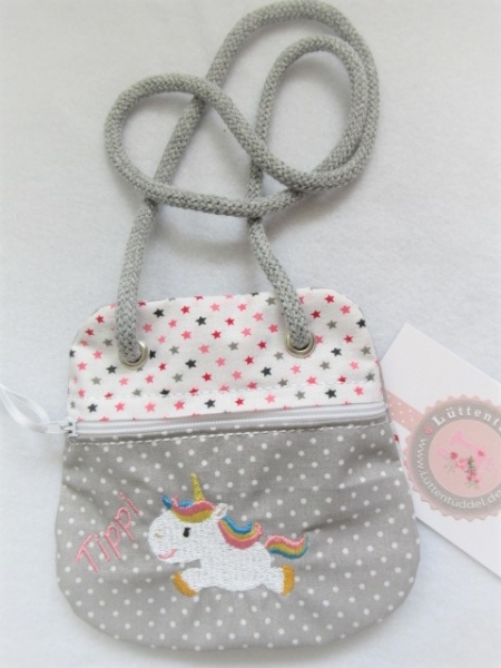 ★ Brustbeutel Einhorn Name ★ kleine Tasche Einschulung Kita Schule Badeanstalt Bus von Lüttentüddel