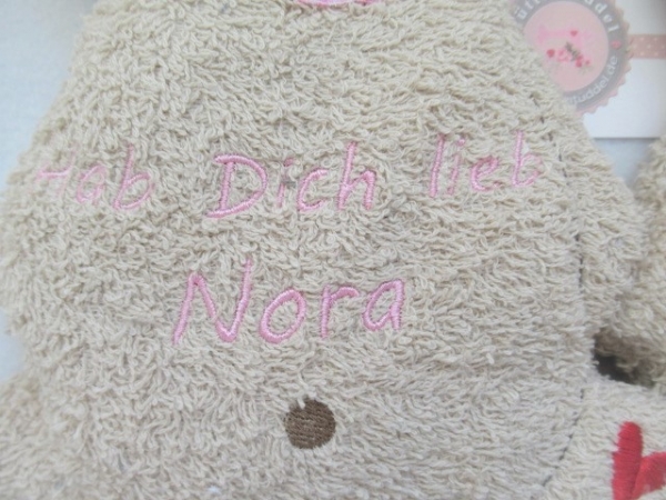 ♥  zauberhafter tröste Bär Hab Dich lieb... Körnerkissen Wärmekissen Lavendel Name Taufe Geburt Einschulung Kindergarten von Lüttentüddel