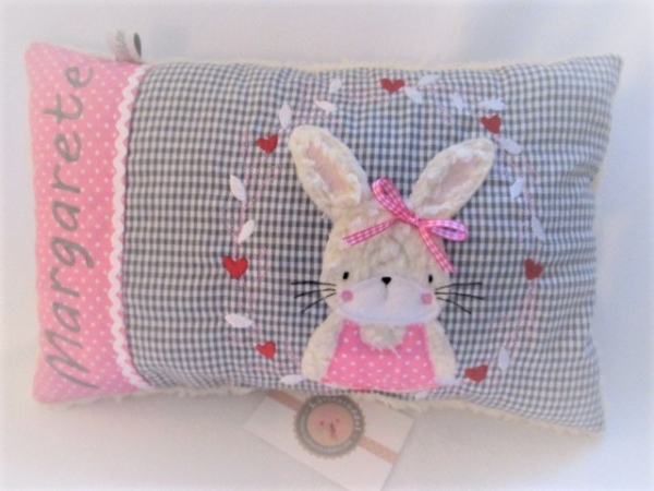 ★ 35x23 cm Kissen Geburt Einschulung Kita Taufe Hase  Mädchen Name ★ von Lüttentüddel