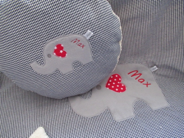 ♥ Elefant Schmusekissen Kita Taufe Geburt Einschulung Geschenk Name von Lüttentüddel