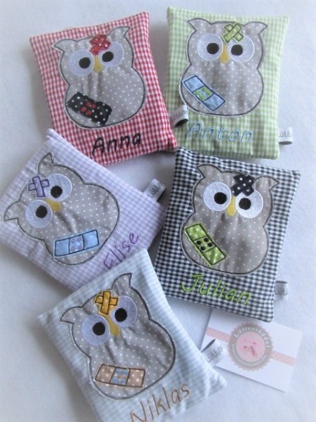 ♥ kleine Eule Beulentröster inkl. Kühl/Wärmepad Wunschname Geburt Taufe Einschulung  ★ von Lüttentüddel®