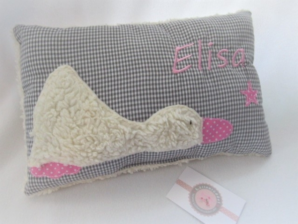 ★ 35x23 cm Kissen Geburt Ente Name  Geburt Einschulung Kita Geschenk Kuschelkissen Kissen to go...★ von Lüttentüddel