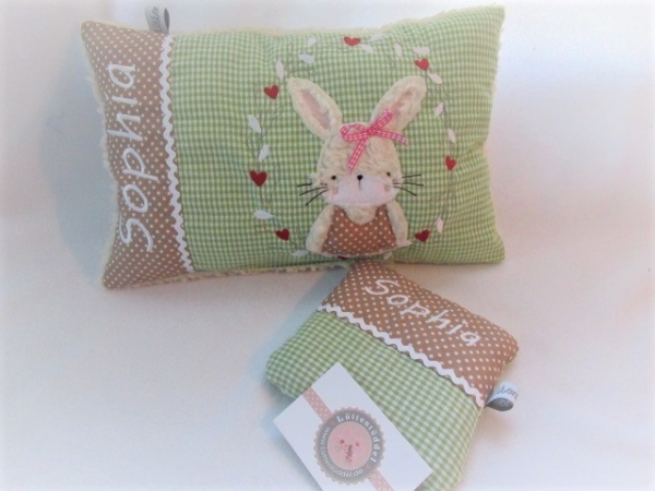 ★zauberhaftes  35x23 cm Kissen Geburt Einschulung Kita Taufe Hase  Mädchen Name ★ von Lüttentüddel