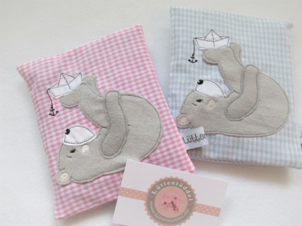 ♥Bär Matrose Papierschiffchen Beulentröster inkl Kühlpad Wärmekissen Kühlkissen Zahnfee Wunschname Geburt Taufe Einschulung KITA ★ von Lüttentüddel®