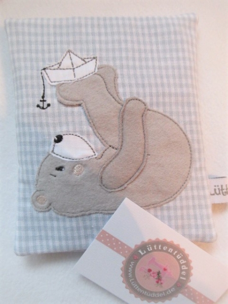 ♥Bär Matrose Papierschiffchen Beulentröster inkl Kühlpad Wärmekissen Kühlkissen Zahnfee Wunschname Geburt Taufe Einschulung KITA ★ von Lüttentüddel®