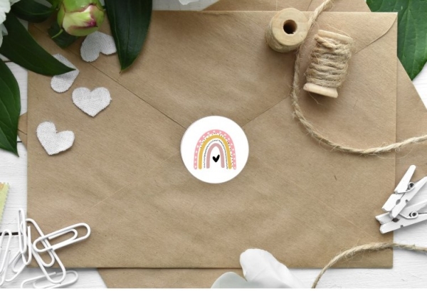 70 zuckersüße Mini Sticker Aufkleber Regenbogen Bleib Gesund 2,5cm Etiketten selbstklebend von Lüttentüddel® -