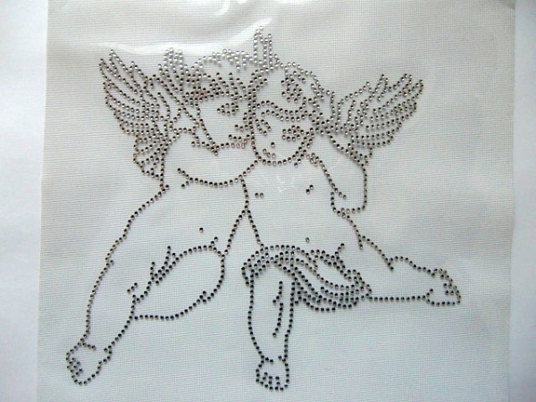 einzigartige Engel Putte Bügelbild Strass Hotfix Hotglue Strass