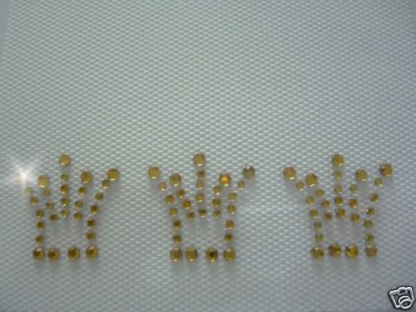 Hotfix 3 Krönchen Krone mit Strass Bügelbild Hotglue zauberhaft für Shirt Jacke