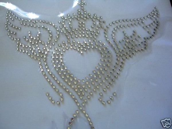 Hotfix Flügel Krone mit Strass Bügelbild Hotglue zauberhaft für Shirt Jacke