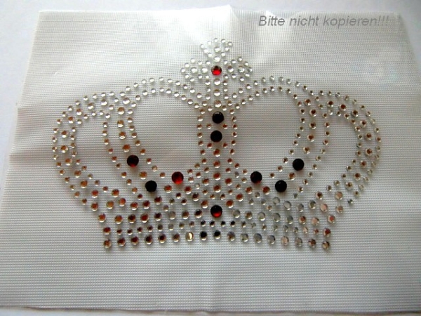 Krönchen Krone Rot Strass Bügelbild Hotfix Hotglue zauberhaft für Shirt Jacke